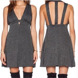 Free People Dance of the Night Black Shimmer Dress, Sz M